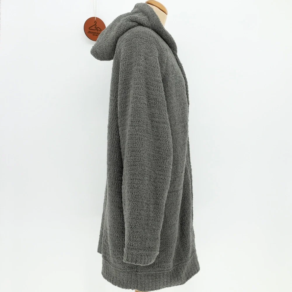 Sunday Citizen Gray Microfiber Zip Up Hoodie Oversized Teddy Fleece One Size